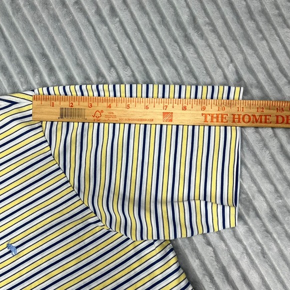 Polo Ralph Lauren Golf Fit Short Sleeve Shirt Men's L Striped Yellow Blue Preppy - Picture 12 of 15